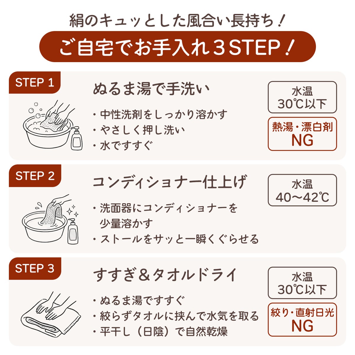 ご自宅でお手入れ3STEP